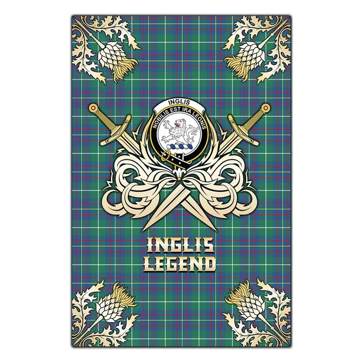 Garden Flag Inglis Ancient Clan Crest Golf Courage  Gold Thistle
