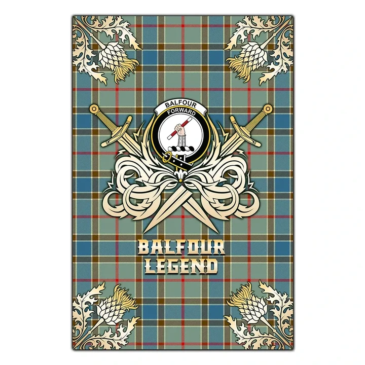 Garden Flag Balfour Blue Clan Crest Golf Courage  Gold Thistle