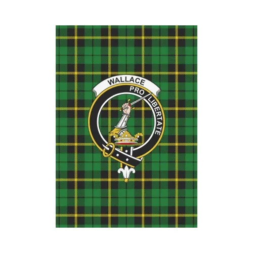 Wallace Hunting - Green Tartan Flag Clan Badge | Scottishclans.co