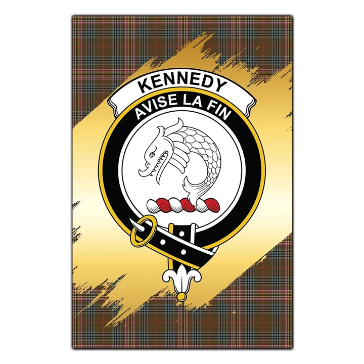 Garden Flag Kennedy Weathered Clan Gold Crest Gold Thistle