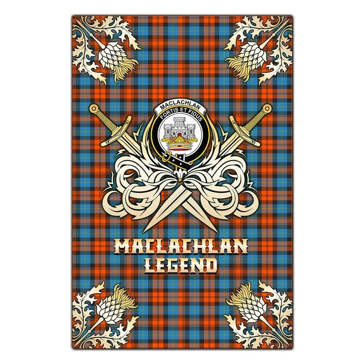 Garden Flag MacLachlan Ancient Clan Crest Golf Courage  Gold Thistle