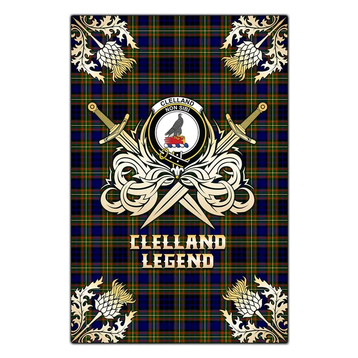 Garden Flag Clelland Modern Clan Crest Golf Courage  Gold Thistle
