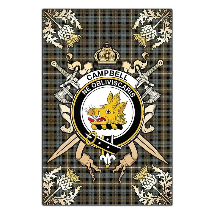 Garden Flag Campbell Argyll Weathered Clan Crest Sword Gold Thistle