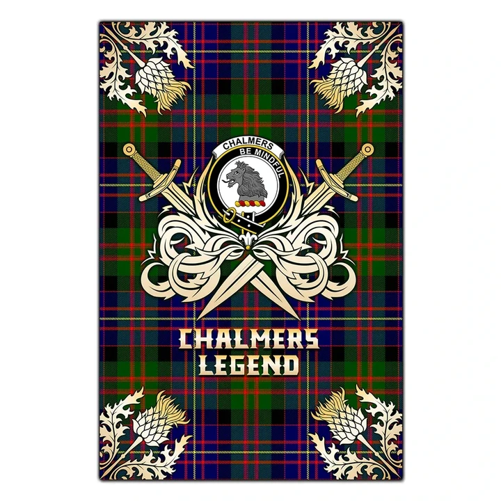 Garden Flag Chalmers Modern Clan Crest Golf Courage  Gold Thistle