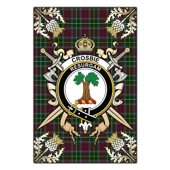 Garden Flag Crosbie Clan Crest Sword Gold Thistle