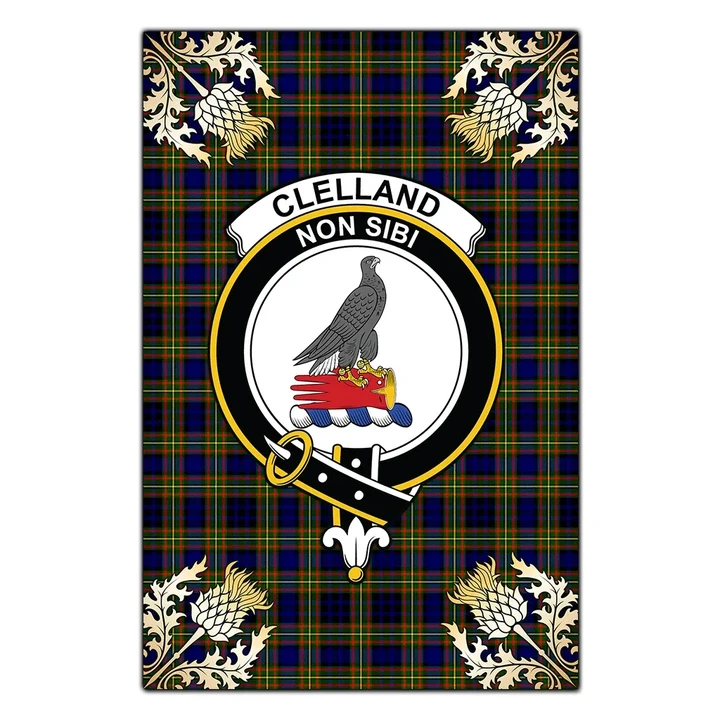 Garden Flag Clelland Modern Clan Crest Gold Thistle New