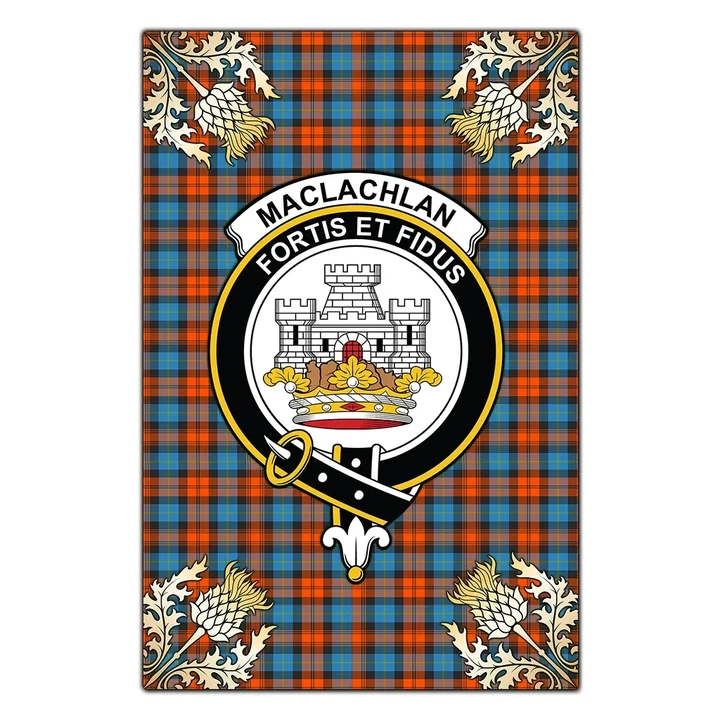 Garden Flag MacLachlan Ancient Clan Crest Gold Thistle New