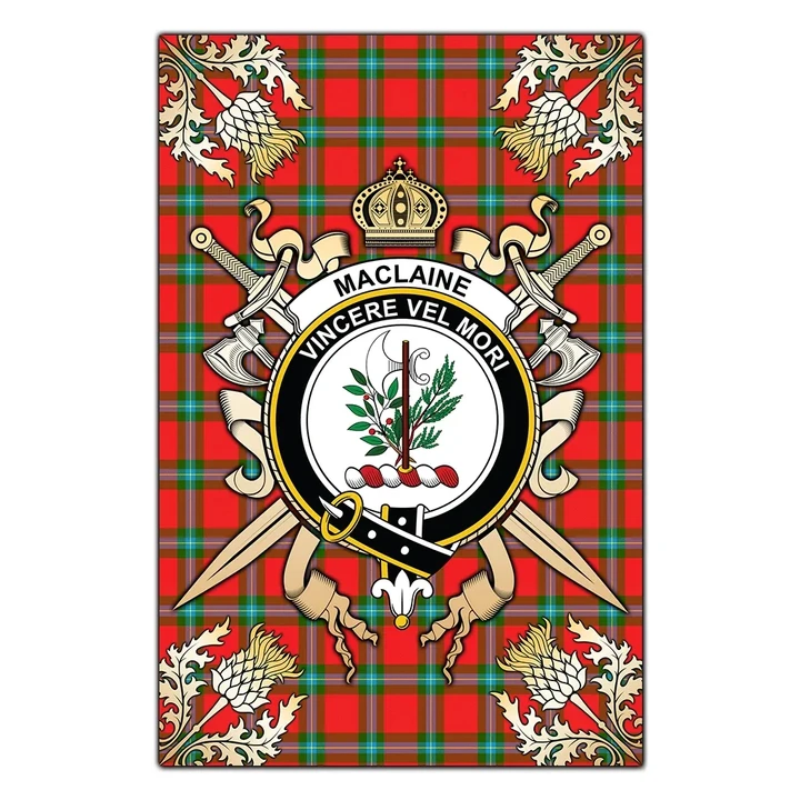 Garden Flag MacLaine of Loch Buie Clan Crest Sword Gold Thistle