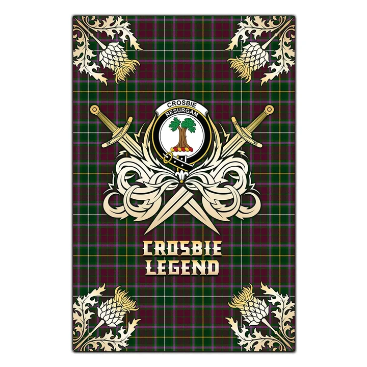 Garden Flag Crosbie Clan Crest Golf Courage  Gold Thistle
