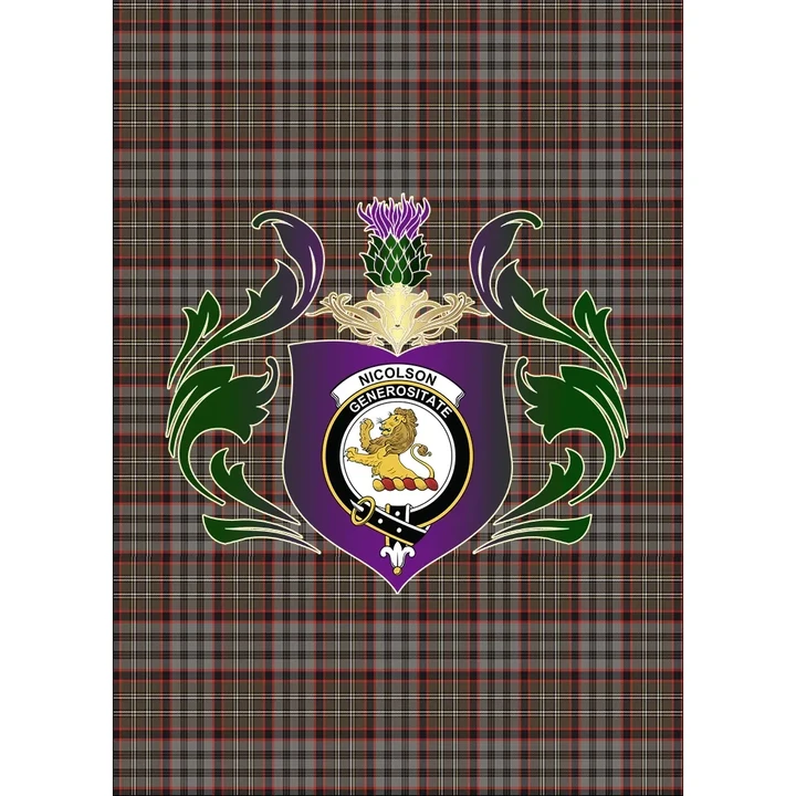 Nicolson Hunting Weathered Clan Garden Flag Royal Thistle Of Clan Badge