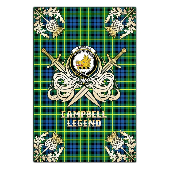 Garden Flag Campbell of Breadalbane Ancient Clan Crest Golf Courage  Gold Thistle
