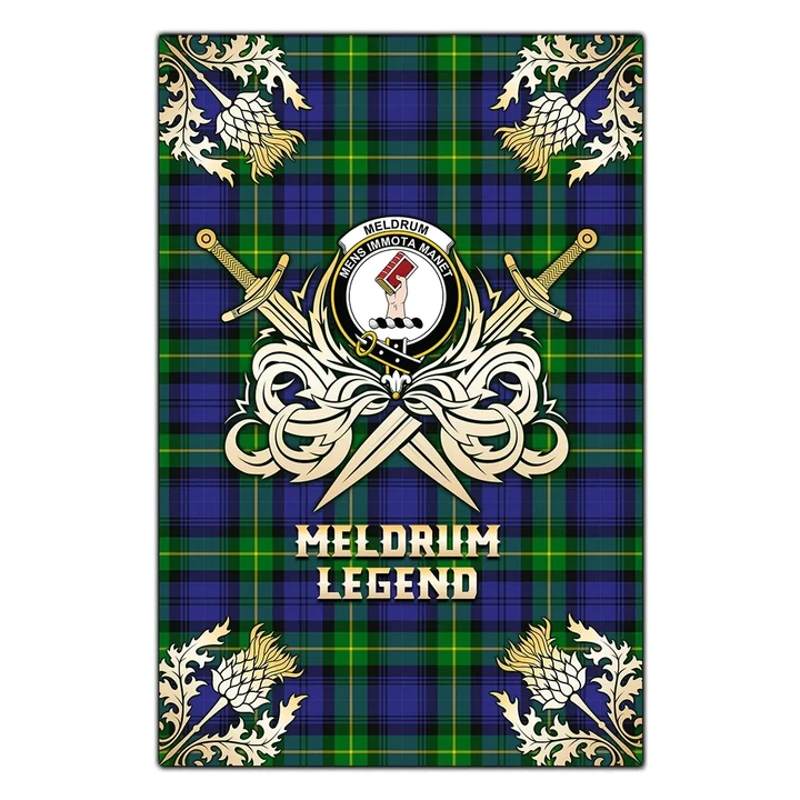 Garden Flag Meldrum Clan Crest Golf Courage  Gold Thistle