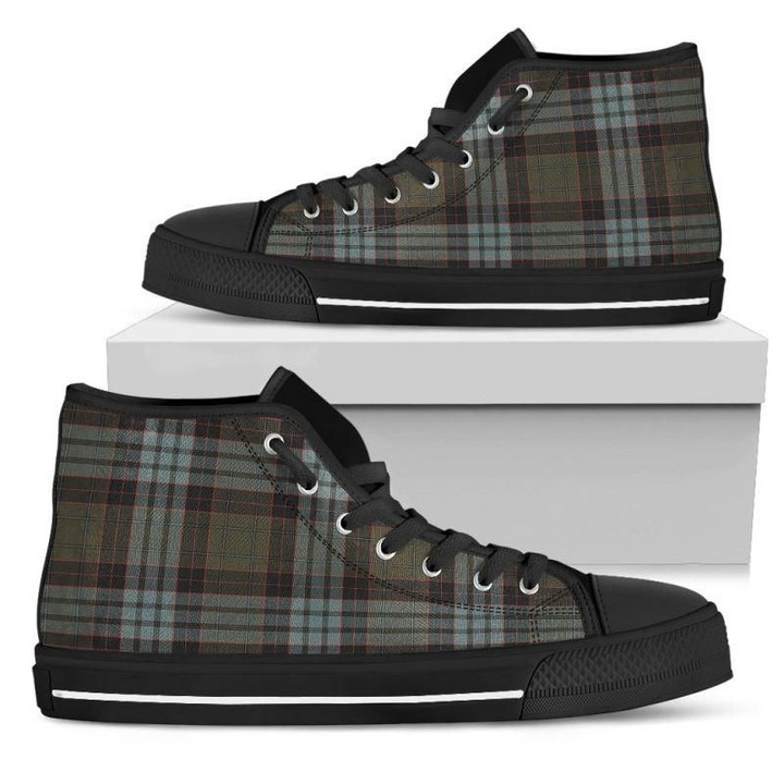 Tartan Canvas Shoes - Stewart Old Weathered High Top | Over 500 Tartans