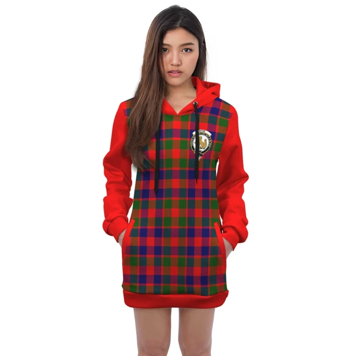 Hoodie Dress - Gow (or McGouan) Crest Tartan Hooded Dress Sleeve Color