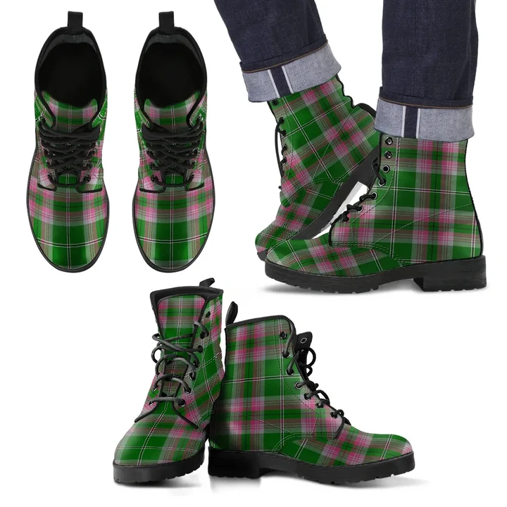 Gray Hunting Tartan Leather Boots Footwear Shoes