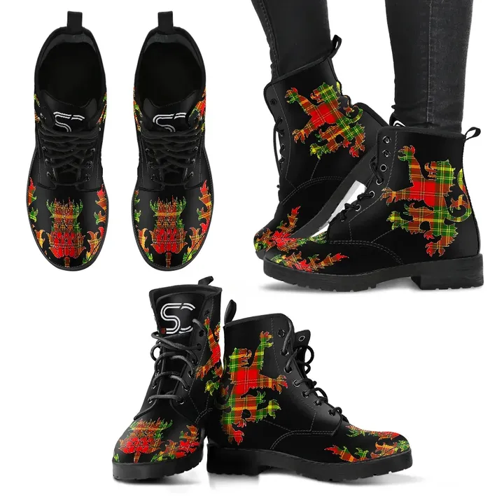 Leask Tartan Leather Boots Lion And Thistle