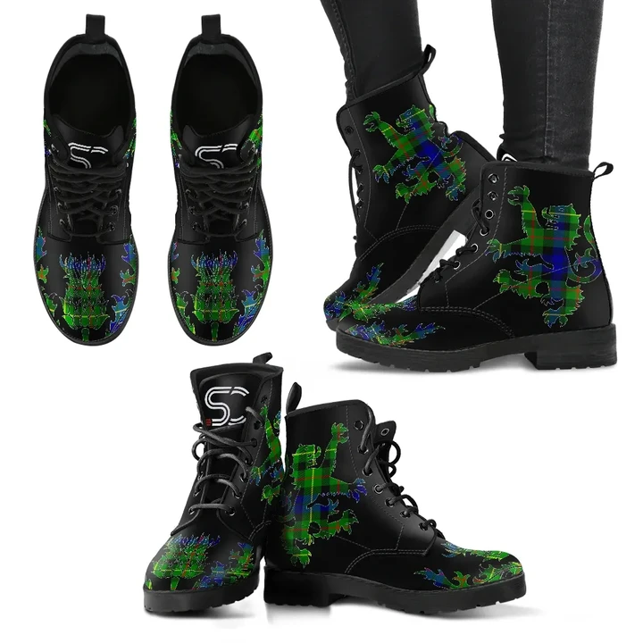 Rollo Modern Tartan Leather Boots Lion And Thistle