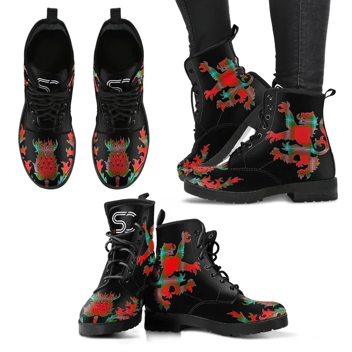 MacLaine of Loch Buie Tartan Leather Boots Lion And Thistle