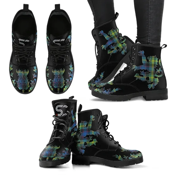 Watson Ancient Tartan Leather Boots Lion And Thistle