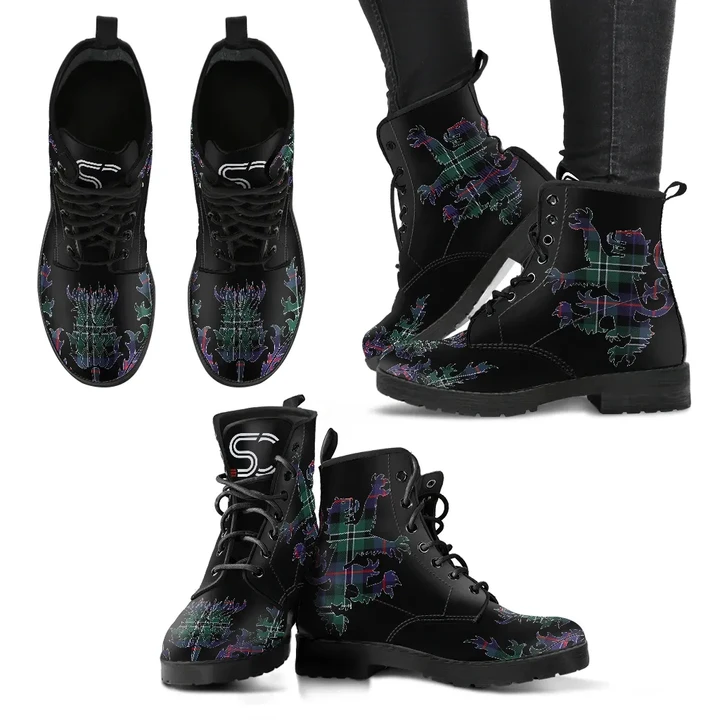 Rose Hunting Modern Tartan Leather Boots Lion And Thistle