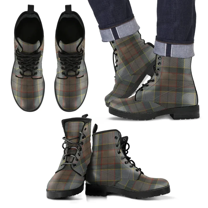 Outlander Fraser Tartan Leather Boots Footwear Shoes