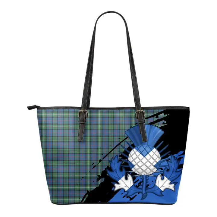 MacPhail Hunting Ancient  Leather Tote Bag Small | Tartan Bags