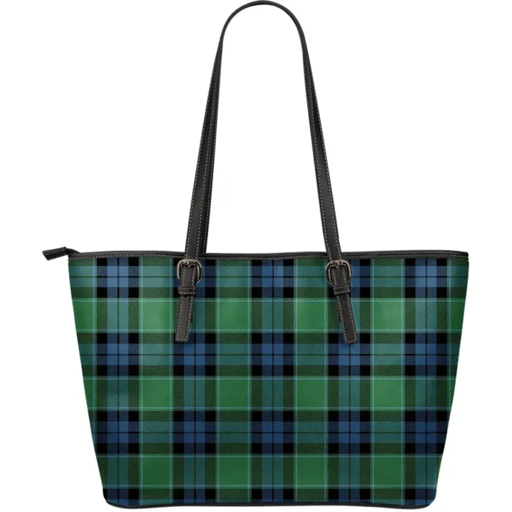 Graham of Menteith Ancient Tartan Leather Tote Bag (Large) | Over 500 Tartans | Special Custom Design