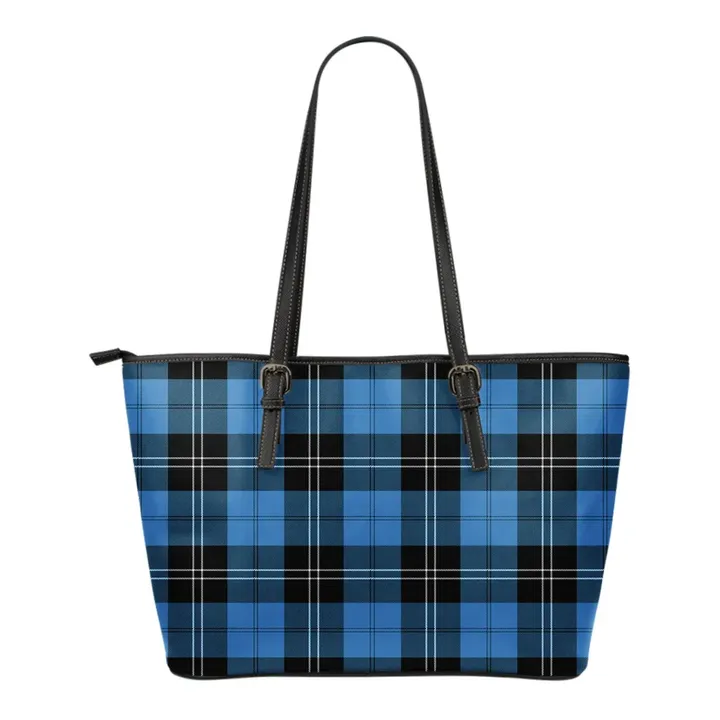 Ramsay Blue Ancient Tartan Leather Tote Bag (Small) | Over 500 Tartans | Special Custom Design