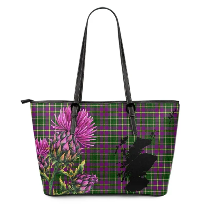 Taylor Weathered Tartan Leather Tote Bag Thistle Scotland Maps A91