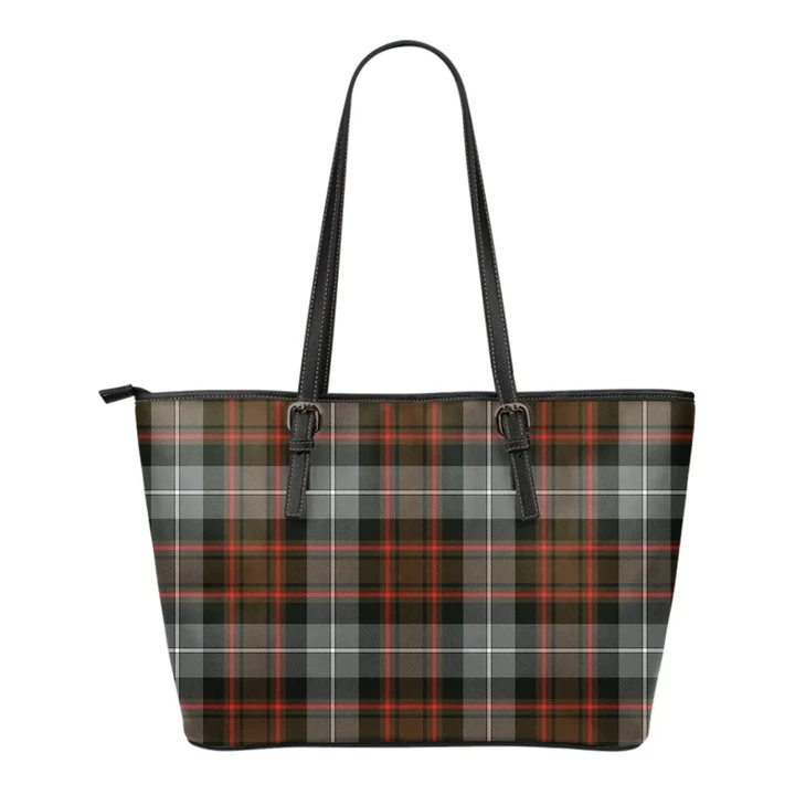 MacRae Hunting Weathered Tartan Leather Tote Bag (Small) | Over 500 Tartans | Special Custom Design