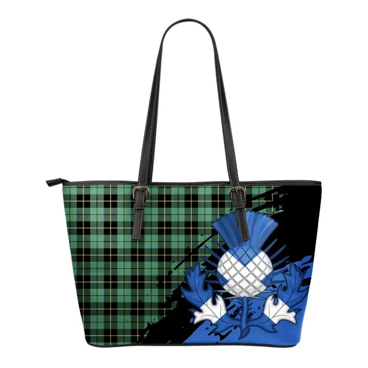Wallace Hunting Ancient  Leather Tote Bag Small | Tartan Bags