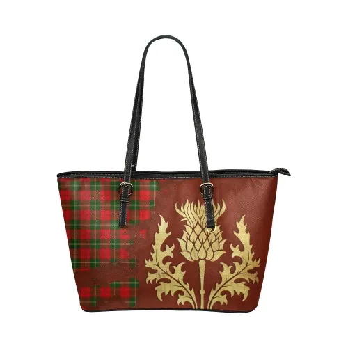 Lennox Modern Tartan - Thistle Royal Leather Tote Bag