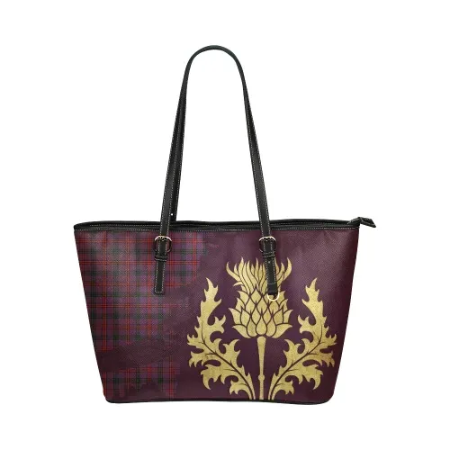 Montgomery Modern Tartan - Thistle Royal Leather Tote Bag