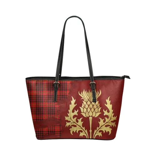 Macian Tartan - Thistle Royal Leather Tote Bag