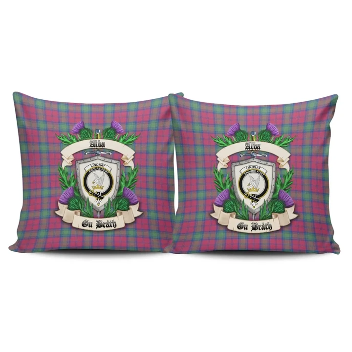 Lindsay Ancient Crest Tartan Pillow Cover Thistle (Set of two) A91 | Home Set