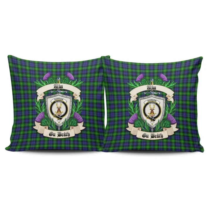 Gordon Modern Crest Tartan Pillow Cover Thistle (Set of two) A91 | Home Set