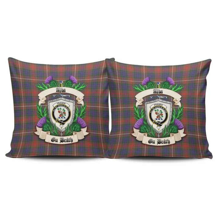 Fraser Hunting Modern Crest Tartan Pillow Cover Thistle (Set of two) A91 | Home Set