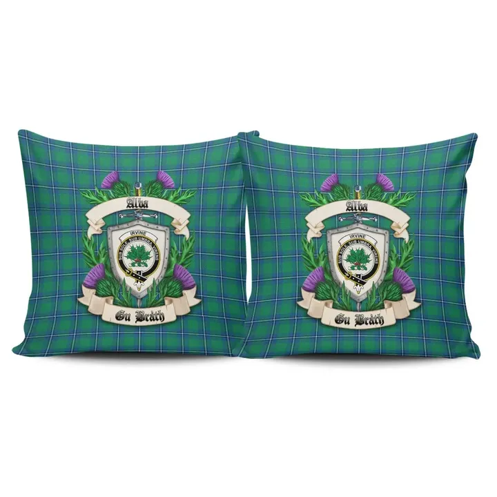 Irvine Ancient Crest Tartan Pillow Cover Thistle (Set of two) A91 | Home Set
