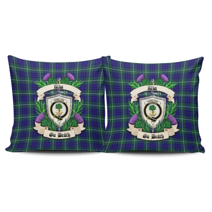 Hamilton Hunting Modern Crest Tartan Pillow Cover Thistle (Set of two) A91 | Home Set