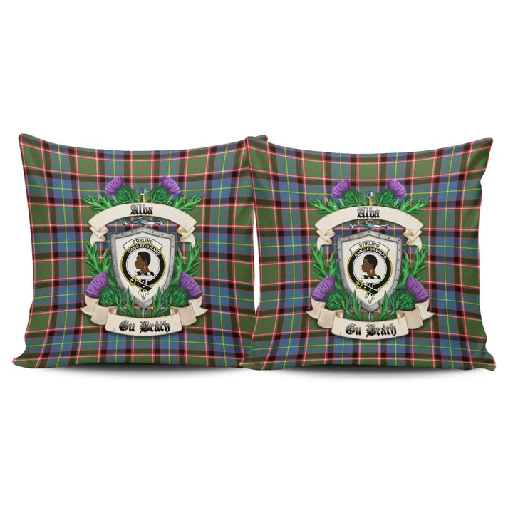 Stirling & Bannockburn District Crest Tartan Pillow Cover Thistle (Set of two) A91 | Home Set