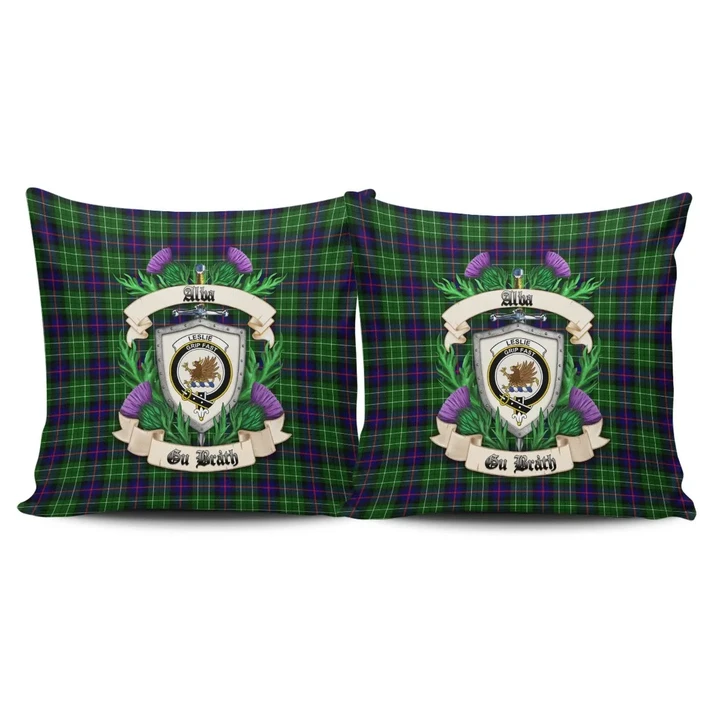 Leslie Hunting Ancient Crest Tartan Pillow Cover Thistle (Set of two) A91 | Home Set