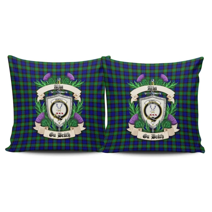 Sempill Modern Crest Tartan Pillow Cover Thistle (Set of two) A91 | Home Set