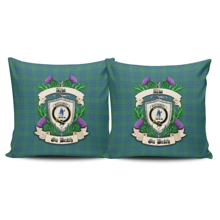 Montgomery Ancient Crest Tartan Pillow Cover Thistle (Set of two) A91 | Home Set