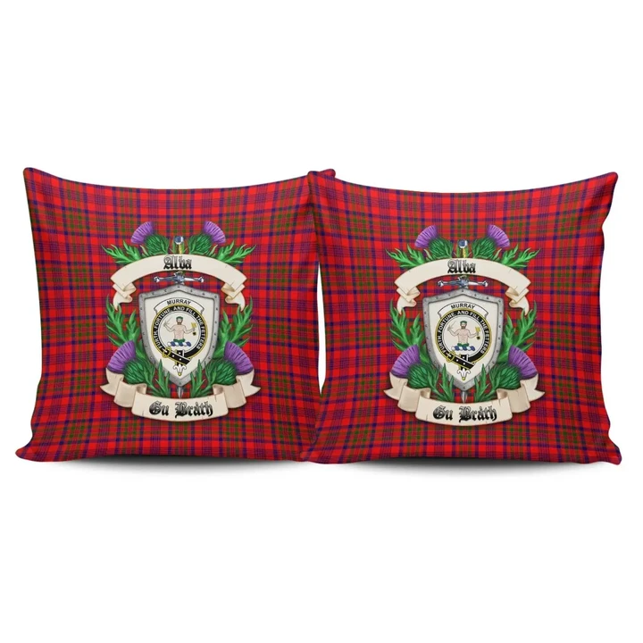 Murray of Tulloch Modern Crest Tartan Pillow Cover Thistle (Set of two) A91 | Home Set