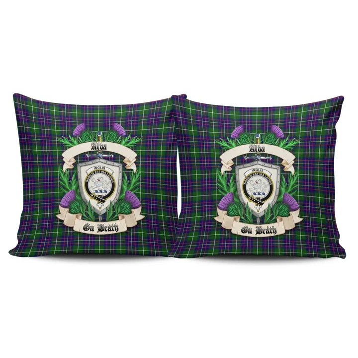 Inglis Modern Crest Tartan Pillow Cover Thistle (Set of two) A91 | Home Set