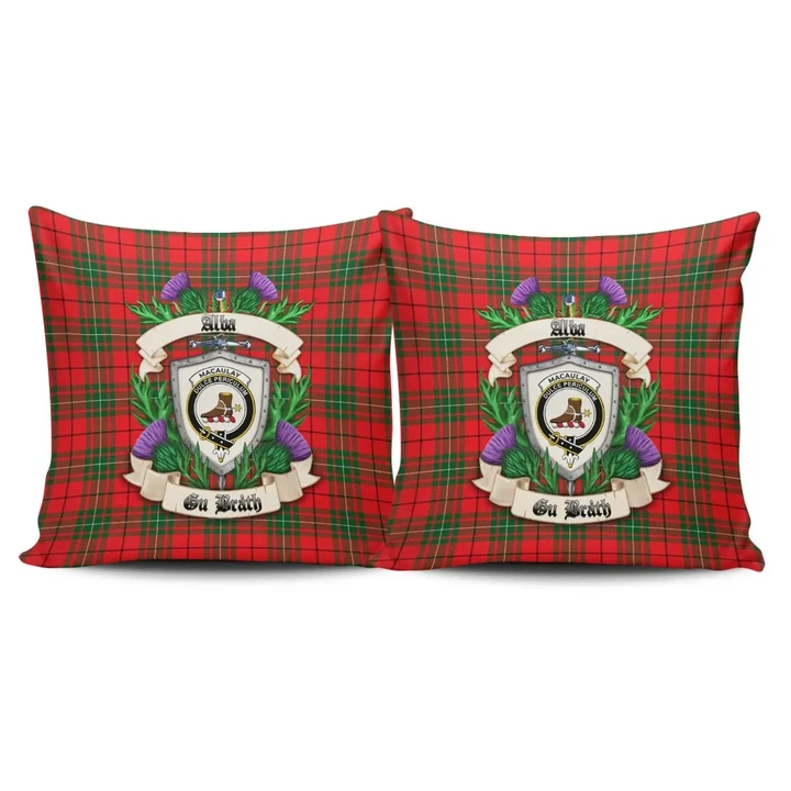 MacAulay Modern Crest Tartan Pillow Cover Thistle (Set of two) A91 | Home Set