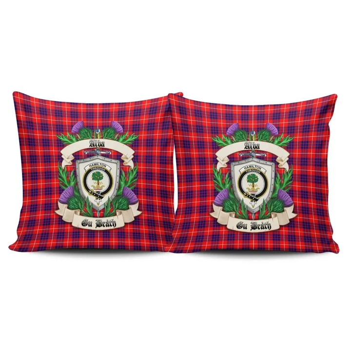 Hamilton Modern Crest Tartan Pillow Cover Thistle (Set of two) A91 | Home Set
