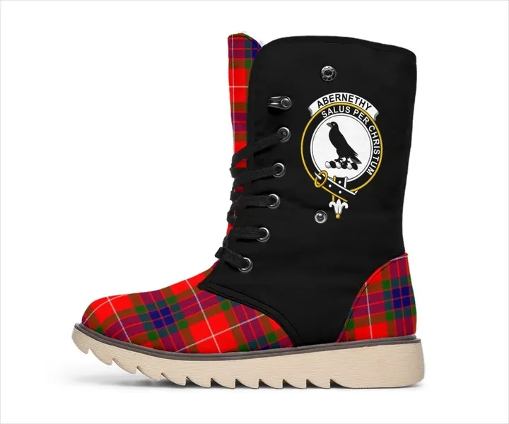 Tartan Women's Snow Boots - Clan Abernethy Boots Side Crest - BN