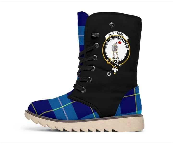Tartan Women's Snow Boots - Clan McKerrell Boots Side Crest - BN
