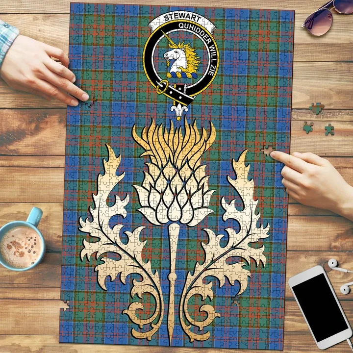 Stewart of Appin Hunting Ancient Clan Crest Tartan Thistle Gold Jigsaw Puzzle